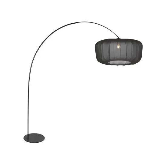 Lampada ad arco Curve, nera, paralume in nylon nero Ø 60 cm Prezzo Di Fabbrica