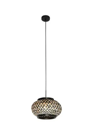 A Buon Prezzo Lampada a sospensione NoxLight, a 1 luce, nera, intreccio di bambù