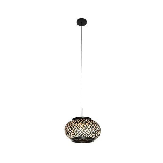 A Buon Prezzo Lampada a sospensione NoxLight, a 1 luce, nera, intreccio di bambù