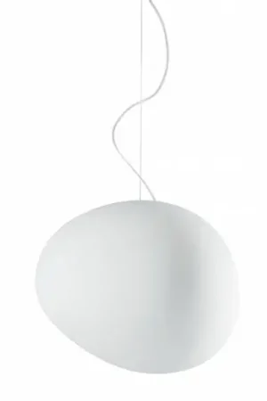 Lampada a sospensione Foscarini Gregg Medium, bianca, altezza 26 cm Soddisfatti O Rimborsati