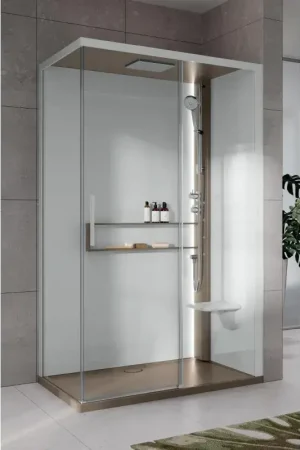 Direttamente Dal Produttore Duschkabine 120 x 80 rechte Version mit Hydromassage plus 1 Schiebetüröffnung Novellini Glax 2 2P G222P120DT1L-1TU