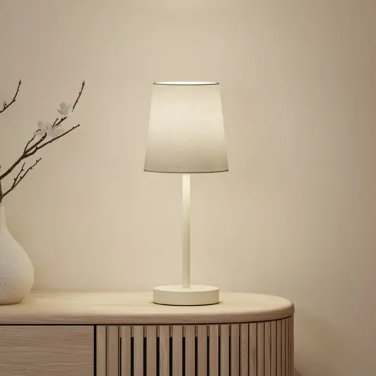 Lampada da tavolo Paulmann Stellan II, color crema, altezza 40 cm, tessuto Occasione Imperdibile