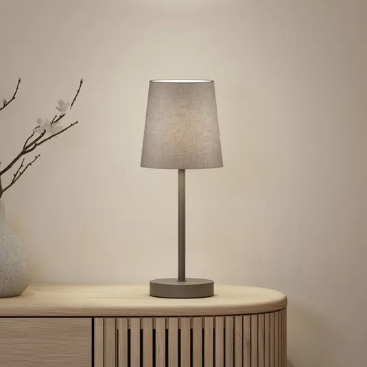 Lampada da tavolo Paulmann Stellan II, grigia, altezza 40 cm, tessuto Esclusivo