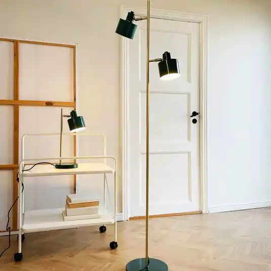 Popolare Lampada da terra Dyberg Larsen Ocean, verde scuro, 160 cm, a 2 luci.