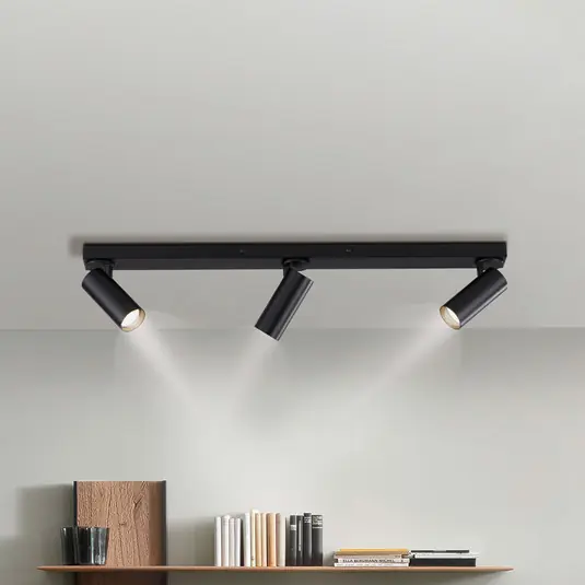 Saldi Faretto da soffitto RIK, nero, a 3 luci, 89 cm, metallo, GU10-LED
