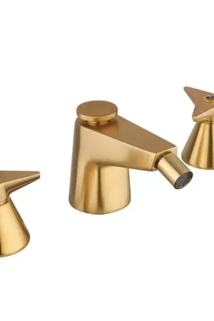 3-hole bidet mixer with 1"1/4 drain plug in brushed brass finish Mamoli Gio Ponti 55100000005G Spedito Oggi