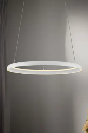 Lampada LED a sospensione QUILLO, bianca, Ø 60 cm, metallo, Switchdim Esclusivo