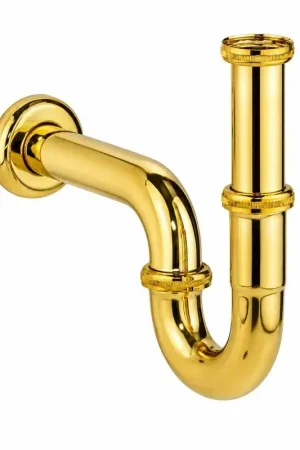 Must-Have Tube siphon for washbasins in gold color, connection 1 "1/4 Zanetti 086114O