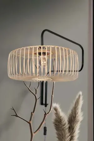 Applique Bloeba, nero/bambù naturale, profondità 140 cm Ordina Subito