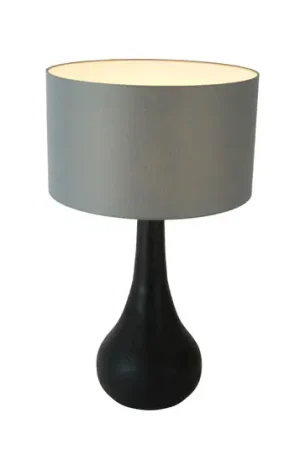 Lampada da tavolo RODOLFO, nero/grigio, altezza 63 cm, legno/chintz Sconto