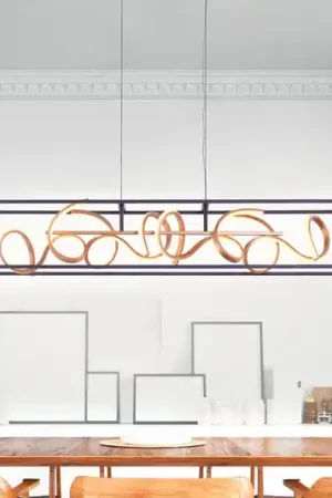 Lampada LED a sospensione SELINA, nero/oro, lunghezza 110 cm, Switchdim Novità