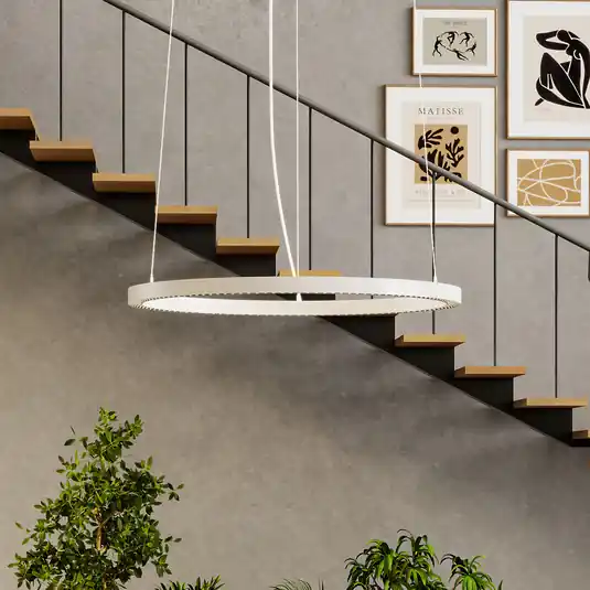 Lampada LED a sospensione PERFORA PRO L, Ø 91 cm, bianca, DALI up/down, CCT Ultima Occasione