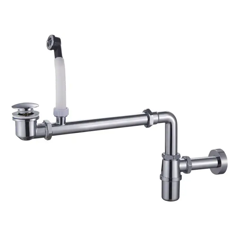 Space-saving siphon with click-clack waste and overflow in chrome Tecom SFSSP Saldi