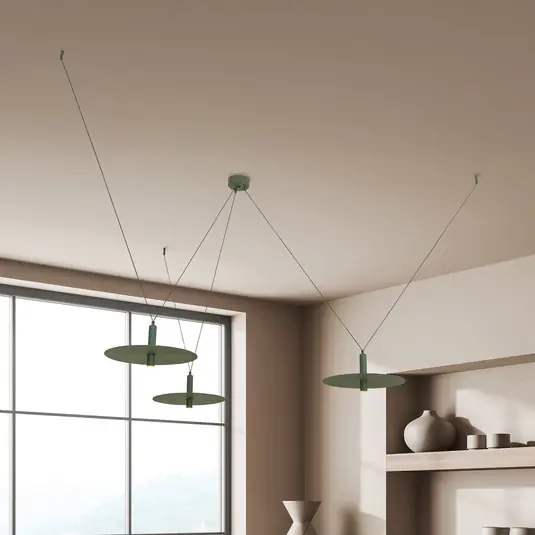 Bestseller Lampada LED a sospensione 23230, verde scuro, Ø 35 cm, a 3 luci, in metallo