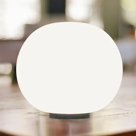 Lampada da tavolo Casablanca Acai, bianco/nero, vetro, Ø 21 cm, E27 Occasione Imperdibile