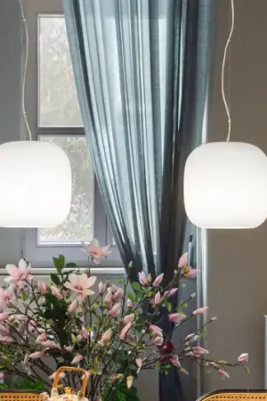 Lampada a sospensione Casablanca Murea, bianca, in vetro, a 2 luci, 25 cm, E27 Offerta Del Giorno