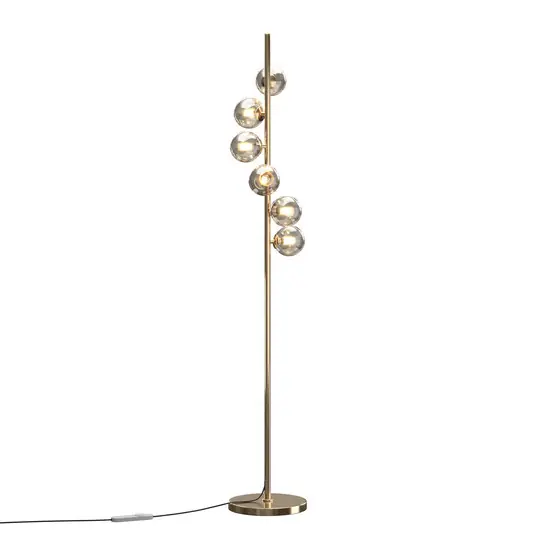 Lampada da terra Dallas, oro/marrone, altezza 150 cm, a 6 luci, dimmerabile Non Perdere