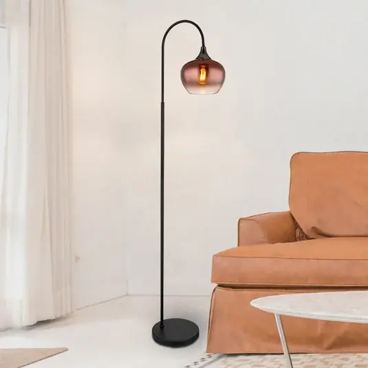 Piantana Maxy, rame/nero, vetro, altezza 150 cm, E27 Prezzo Basso