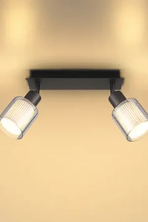 Faretto da soffitto Villegas, nero/grigio, vetro, lunghezza 28 cm, E14 Professionale