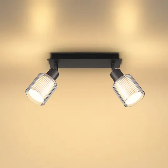Faretto da soffitto Villegas, nero/grigio, vetro, lunghezza 28 cm, E14 Professionale