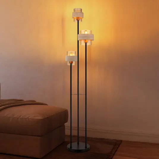 Offerta Lampo Lampada da terra Daren, beige/ambra/nero, 167 cm, a 3 luci, E27