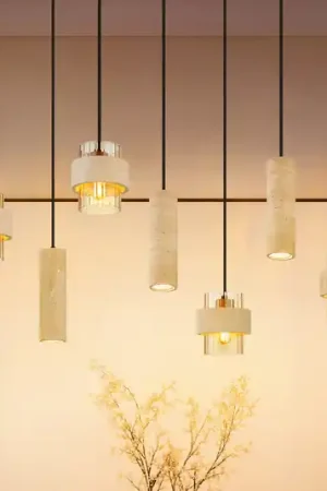 Lampada a sospensione Daren, a 7 luci, beige/ambra/nero, E27 + GU10 Promozione Esclusiva