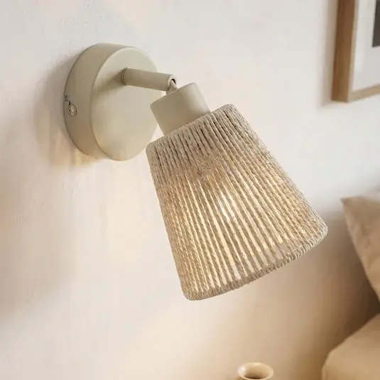 Faretto da parete Lindby Anuva, beige, carta, a 1 luce, E14 Nuova Collezione