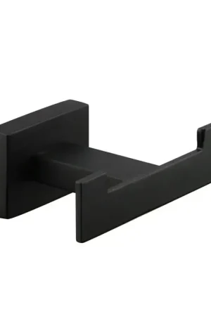 Compra Adesso Matt black square model double robe hook Icrolla Zurigo 16073NO