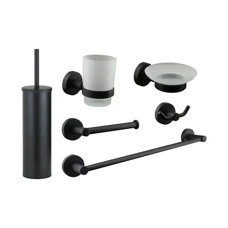 Round model bathroom accessories set in matt black finish Icrolla Venezia KITVENEZIA1NO Compra Online