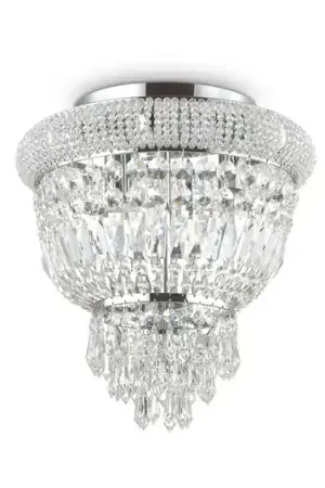 Ultimissimo Modello Plafoniera IDEAL LUX Dubai cromata/trasparente Ø 32 cm, cristallo
