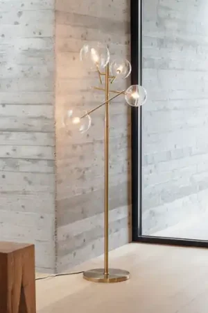Vendita Finale Lampada da terra IDEAL LUX Equinoxe, ottone/ambra, altezza 166 cm