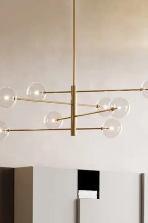 Ultima Occasione Lampada a sospensione IDEAL LUX Equinoxe, ottone/trasparente, a 8 luci