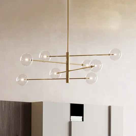 Ultima Occasione Lampada a sospensione IDEAL LUX Equinoxe, ottone/trasparente, a 8 luci