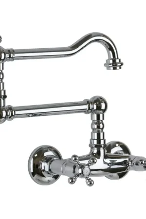 Compra Adesso Chrome color double lever tap for kitchen sink with articulated spout Porta&Bini Old Fashion 62552CR
