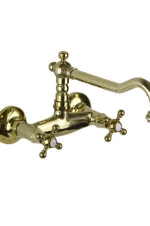 Compra Oggi Stesso Wall mounted kitchen sink faucet in natural brass colour Porta & Bini Old Fashion 62551GI