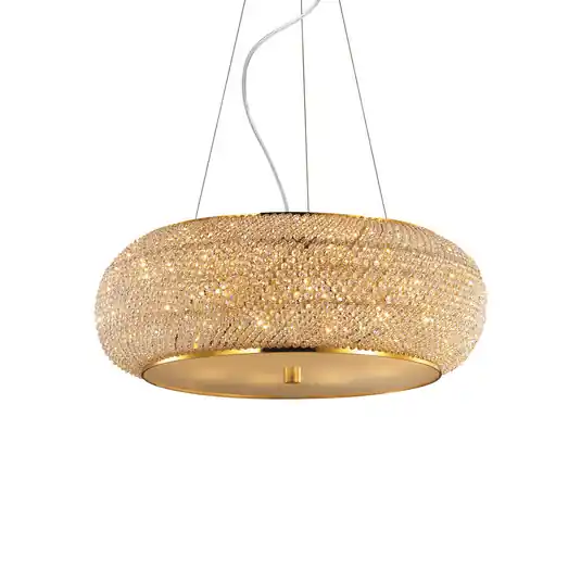 Lampada a sospensione IDEAL LUX Pasha, color oro/trasparente, Ø 55 cm, vetro Professionale