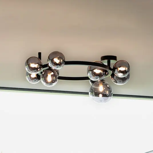 Plafoniera IDEAL LUX Perlage, nero/fumo, lunghezza 70 cm, a 10 luci Professionale