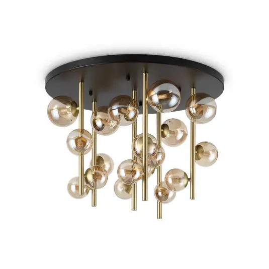 Plafoniera IDEAL LUX Perlage, ottone/ambra, Ø 70 cm, 18 luci Soddisfatti O Rimborsati