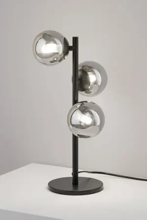 Bestseller Lampada da tavolo IDEAL LUX Perlage, nero/grigio fumo, altezza 43 cm, a 3 luci