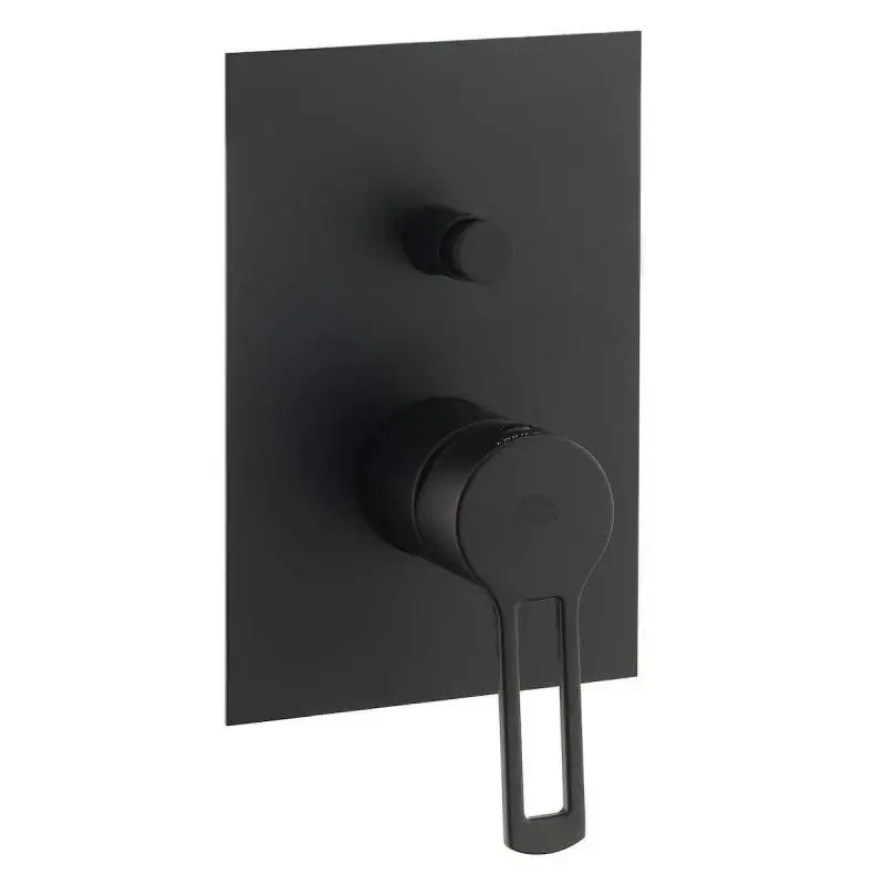Sconto Matt black built-in shower mixer with steel plate diverter Paffoni Ringo RIN015NO/M