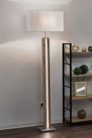 Di Tendenza Lampada da terra Forest, legno/beige, tessuto, E27 + LED, dimmerabile