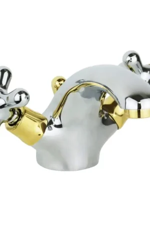 A Buon Prezzo Double Lever Basin Faucet Spout 114 mm Gold Chrome Color Paffoni Iris IRV075CO