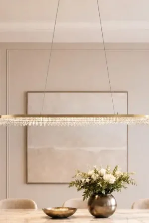 Novità Lampada LED a sospensione Preciosa, oro, metallo, lunghezza 120 cm