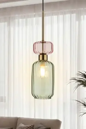 Lampada a sospensione Molly, verde/oro, a 1 luce, vetro, Ø 12 cm Must-Have
