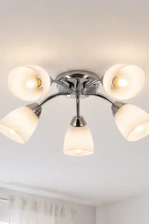 Reso Gratuito Plafoniera Portos, a 5 luci, bianco/cromo, metallo, Ø 54 cm
