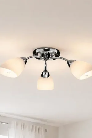 Plafoniera Portos, a 3 luci, bianco/cromo, metallo, Ø 54 cm Direttamente Dal Produttore