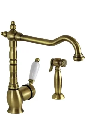 Affare Kitchen sink mixer with external pull-out shower in bronze colour Porta & Bini New Old 50478BR
