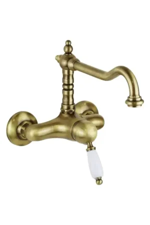 Affare Wall-mounted sink mixer in bronze color with high swivel spout Porta & Bini New Old 50451BR