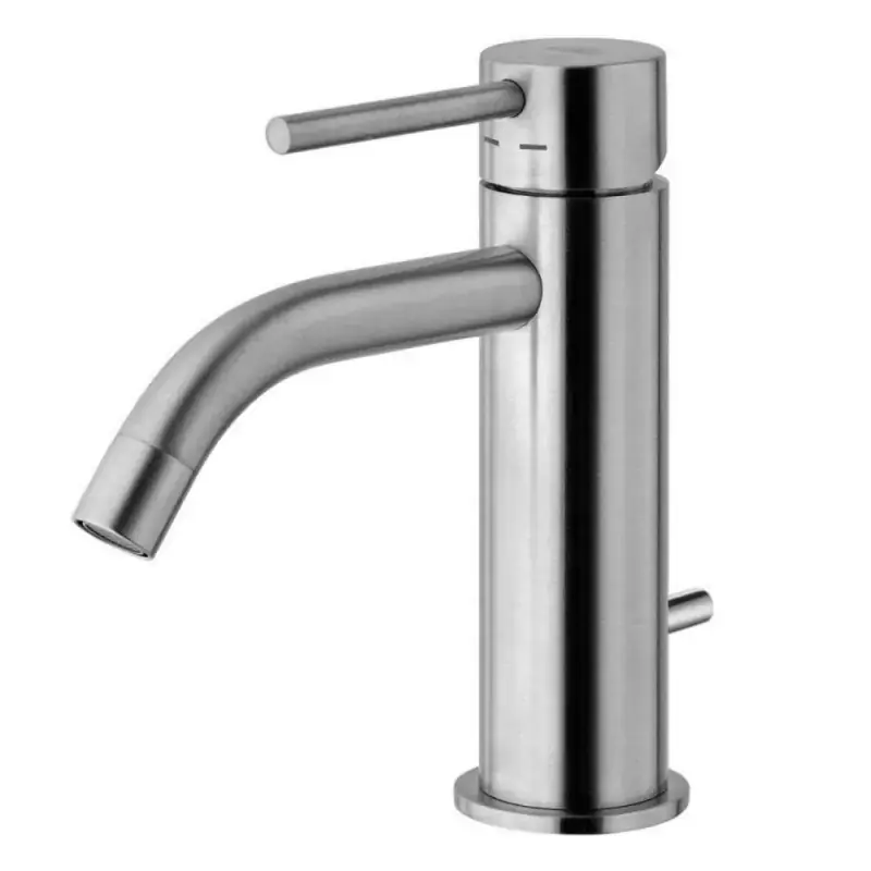 Di Tendenza Basin mixer in brushed steel color with 1"1/4 waste Paffoni Light LIG075ST