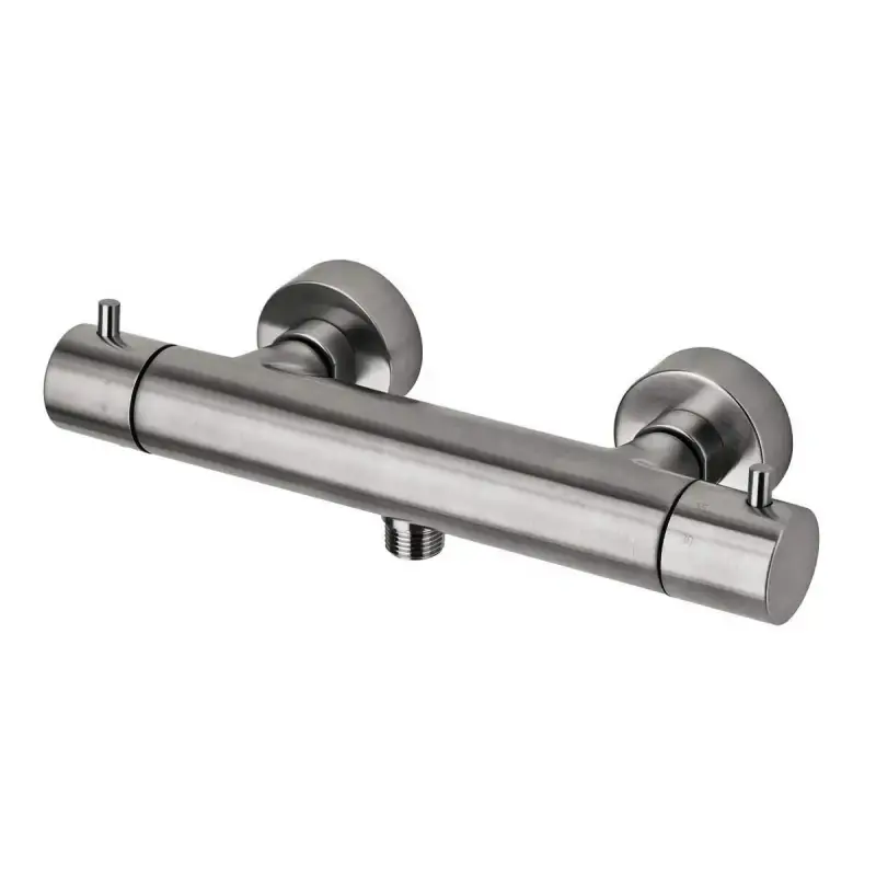 Di Tendenza External thermostatic shower mixer in brushed steel colour Paffoni Light LIQ168EST